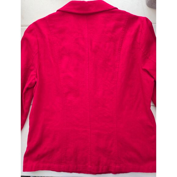 Red Paisley Boho Jacket Colorful Cotton Pockets Buttons Lightweight Collared - Picture 14 of 14